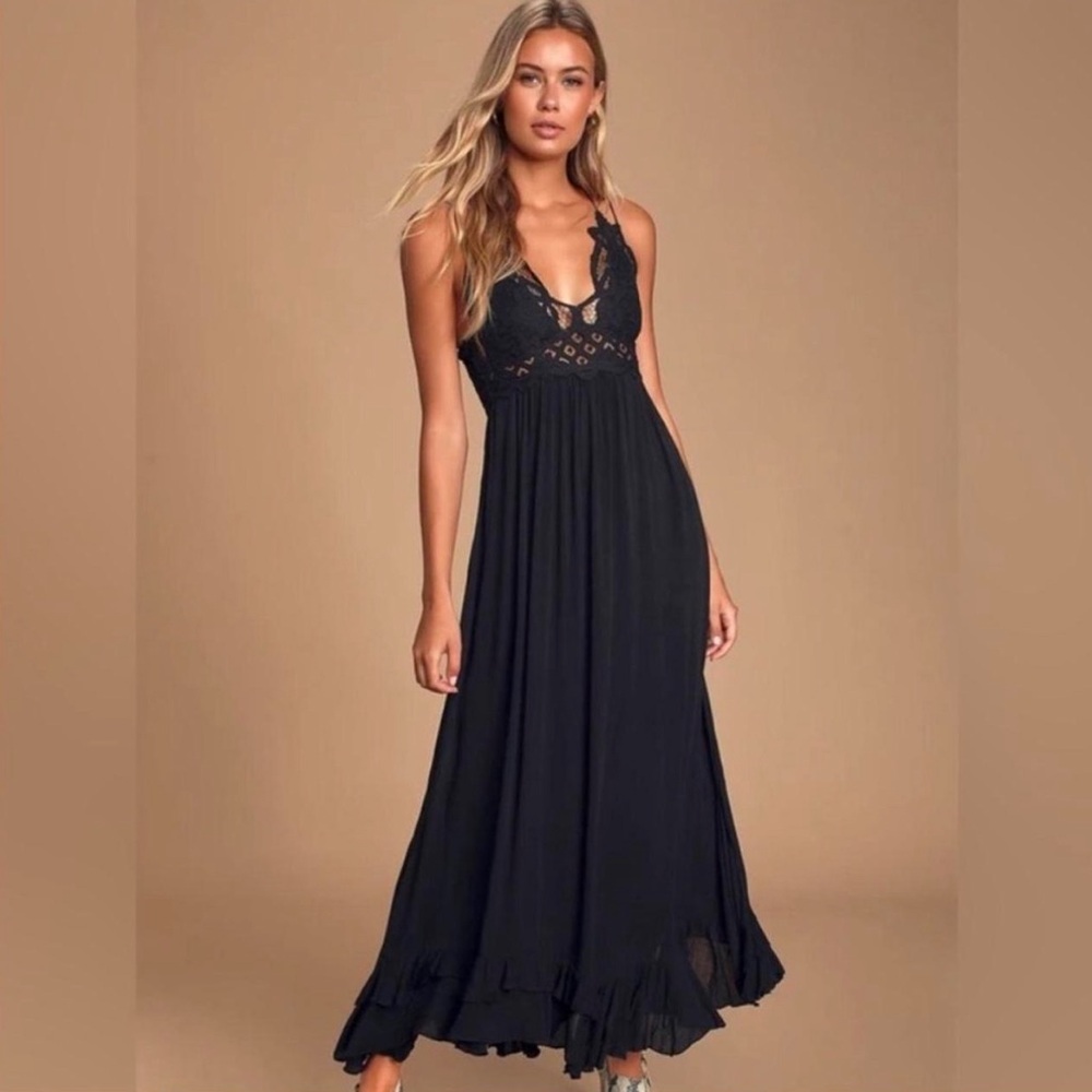Free People Adella Black Maxi Slip